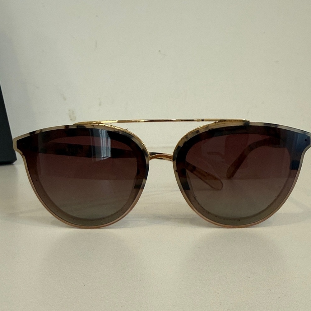 KREWE Brown Tortoiseshell Frame Sunglasses with Gold Bridge